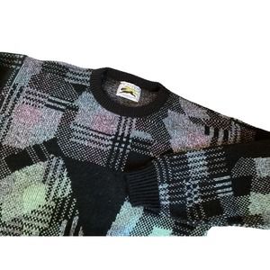 Le Tiger 80s Style Men Multi Color Sweater Size XL Long Sleeve Vintage